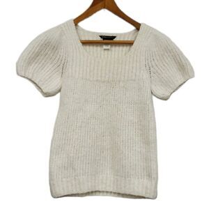 BcbgMaxazria Ivory Alpaca Blend Short Sleeved Sweater